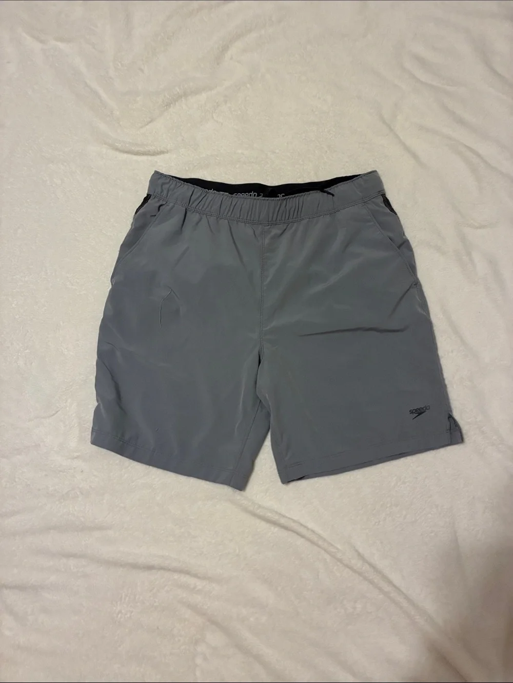 Speedo Men's Light Gray Athletic Swim Shorts